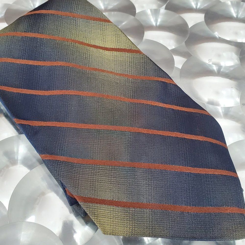 Vintage Ombre Donna Karan NY Mens Tie Italian Silk Green/Gray/Gold 3 7/8" wide‎
